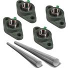 Kit 4 Mancal Oval Rolamento Ucfl206 Com 2 Eixo 30Mm450Mm