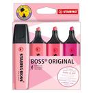 Kit 4 Marca Texto Stabilo Boss Shades of Pink Blister - Stabilo Papelaria Anotação Material Escolar Rosa