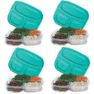 Kit 4 Marmitas 3 em 1 25x19x4Cm Com Divisórias e Tampa 182 Ercaplast