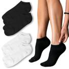 Kit 4 Meia Soquete Feminina Cano Curto Baixo Branca e Preta