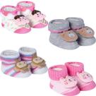 Kit 4 Meias Pantufa Sapatinho Bebê Recém Nascido Menina Saída Maternidade