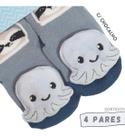 Kit 4 Meias Pantufas Bebê Infantil Menina(o) Recém Nascido