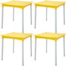 Kit 4 Mesas Tramontina 70cm Amarelo Plástico Pés de Alumínio Lanchonetes Pubs Bares
