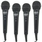 Kit 4 Microfones Dinâmico c/ Fio P10 P2 Cabo 2,8 Metros Karaokê e Caixa de Som Knup KP-M0011 Preto