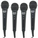 Kit 4 Microfones Dinâmico c/ Fio P10 P2 Cabo 2,8 Metros Karaokê e Caixa de Som Knup KP-M0011 Preto