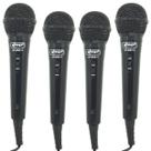 Kit 4 Microfones Dinâmico c/ Fio P10 P2 Cabo 2,8 Metros Karaokê e Caixa de Som Knup KP-M0011 Preto