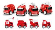 Kit 4 Mini Caminhões De Bombeiros Brinquedo Metal Fricção