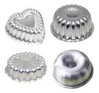 Kit 4 Mini Forma Bolo Coração, Charlote, Suíça, Arredondada