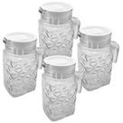 Kit 4 Mini Jarra Vidro Água Suco Refresco Com Tampa 600ml