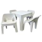 Kit 4 Mini Poltronas Cadeiras Resist Plástica 1 Mesa Infantil Resistente de Plástico para Criança