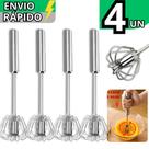 Kit 4 Mixer Semi Automático Giratório em Inox Misturador de Ingredientes Mexer Ovos Gema Chantilly