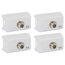 Kit 4 Módulos Tomada Antena TV Ilumi i9 Branco Embutir Parede Residencial Conexão Coaxial Qualidade