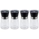 Kit 4 Moedor de Sal e Pimenta 170ml Lyor Vidro Moinho de Cerâmica e Tampa Plástica Preta