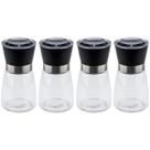 Kit 4 Moedor de Sal e Pimenta 170ml Lyor Vidro Moinho de Cerâmica e Tampa Plástica Preta