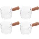 Kit 4 Molheiras de Vidro com Cabo de Bambu 50ml Cremeiras para Molhos Caldas Mel Lyor