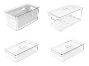 Kit 4 Organizador Clear Geladeira Frutas Legumes Verduras