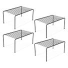 Kit 4 Organizador de Armário 32cm Aramado Cor Preto ou Branco Prateleira Suporte Aço Pratos Gaveta