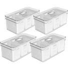 Kit 4 Organizador Geladeira Frutas Legumes Cesto Triplo 5l Clear Fresh Branco Ou
