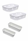 Kit 4 Organizador Multiuso Branco Gaveta Armário 2 Tamanhos