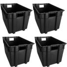 Kit 4 Organizador Multiuso Caixa 60 Lts Preta S/ Tampa Kit 4 Organizador Multiuso Caixa 60 Lts Preta S/ Tampa