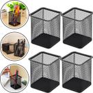 Kit 4 Organizador Porta Caneta Lapis Aramado Quadrado Preto Kit 4 Organizador Porta Caneta Lapis Aramado Quadrado Preto