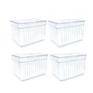 Kit 4 Organizador Prateleira Geladeira Transparente 3,8L Cesto Escorredor P/Alimentos Verduras Fruta