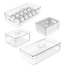 Kit 4 Organizadores 2,2 Litros Com Tampa Mantimentos Ovos Geladeira Clear Fresh - Ou