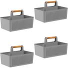 Kit 4 Organizadores Com Divisórias 21,5 x 34,6 x 22,4cm Cinza