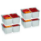 Kit 4 Organizadores De Geladeira 2,7L Tampa e Cesto Duplo Escorredor Legumes Frutas Verduras Kit 4 Organizadores De Geladeira 2,7L Tampa e Cesto Duplo Escorredor Legumes Frutas Verduras