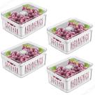 KIT 4 Organizadores de Geladeira com Escorredor Interno, 2,2 L - Caixa Plástica para Legumes, Saladas KIT 4 Organizadores de Geladeira com Escorredor Interno, 2,2 L - Caixa Plástica para Legumes, Saladas