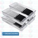 Kit 4 Organizadores Facas Acrílico Divisória Gaveta Talheres