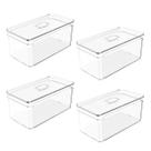 Kit 4 Organizadores Geladeira Clear Fresh 5 L Empilhável Transparente Multiúso Armário Alimentos C/ Tampa Frutas - Ou