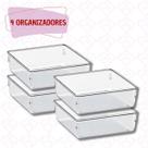Kit 4 Organizadores Modular Quadrado Porta Objetos Geladeira