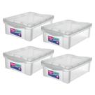 Kit 4 Organizadores Plastico Cristal 13,5L Com Trava Ordene