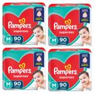 Kit 4 PACOTES DE FRALDA PAMPERS INFANTIL SUPERSEC TAMANHO M COM 90 FRALDAS CADA