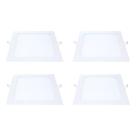 Kit 4 Painel LED Embutir Quadrado Luz Branca 6500K 24W 29cm