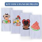 Kit 4 Pano De Prato Patchwork Bordado Estampa Diversas