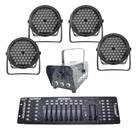 Kit 4 par led 3 em 1+ máquina de fumaça 600w + mesa dmx 512 Kit 4 par led 3 em 1+ máquina de fumaça 600w + mesa dmx 512