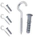 Kit 4 Parafuso Gancho Com Bucha 5mm de Aço Para Parede Tela Rede de Proteção Vasos Quadros Varal