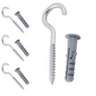 Kit 4 Parafuso Gancho Com Bucha 8mm de Aço Para Parede Tela Rede de Proteção Vasos Quadros Varal