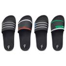 Kit 4 Pares Chinelo Sandália Masculino Preto Básico Slide Confortável Casual Leve K103