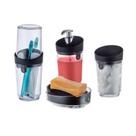 Kit 4 Pçs Banheiro Dispenser Porta Sabonete Escova Algodão Smart S - Crippa Kit 4 Pçs Banheiro Dispenser Porta Sabonete Escova Algodão Smart S - Crippa