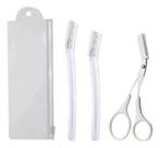 Kit 4 Pçs De Aparar Sobrancelhas 2 Navalha 1 Tesoura E Bolsa