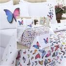 Kit 4 Pçs Edredom Cobertor Casal Queen Borboletas Dupla Face Micropercal