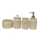 Kit 4 pcs para banheiro em cimento bege decorativo mart