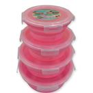 Kit 4 Pçs Pote Retrátil Redondo 2444032 Rosa - Quanhe Kit 4 Pçs Pote Retrátil Redondo 2444032 Rosa - Quanhe