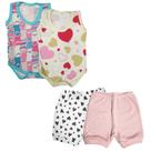 Kit 4 Pçs Roupinhas Bebê Body Regata Estampado e Shorts Kit 4 Pçs Roupinhas Bebê Body Regata Estampado e Shorts