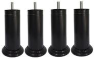 Kit 4 Pe Cama Box Fixo Preto 12cm Plástico Com Parafuso Central