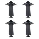 Kit 4 Pé Para Móveis Regulável Quadrado Preto 10cm em Metal