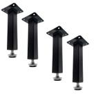 Kit 4 Pé Para Móveis Regulável Quadrado Preto 15cm em Metal Kit 4 Pé Para Móveis Regulável Quadrado Preto 15cm em Metal